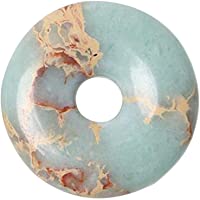 SUPVOX piedra colgante de donut piedra preciosa teñida de sedimento marino jaspe reiki curación chakra donut colgante de…